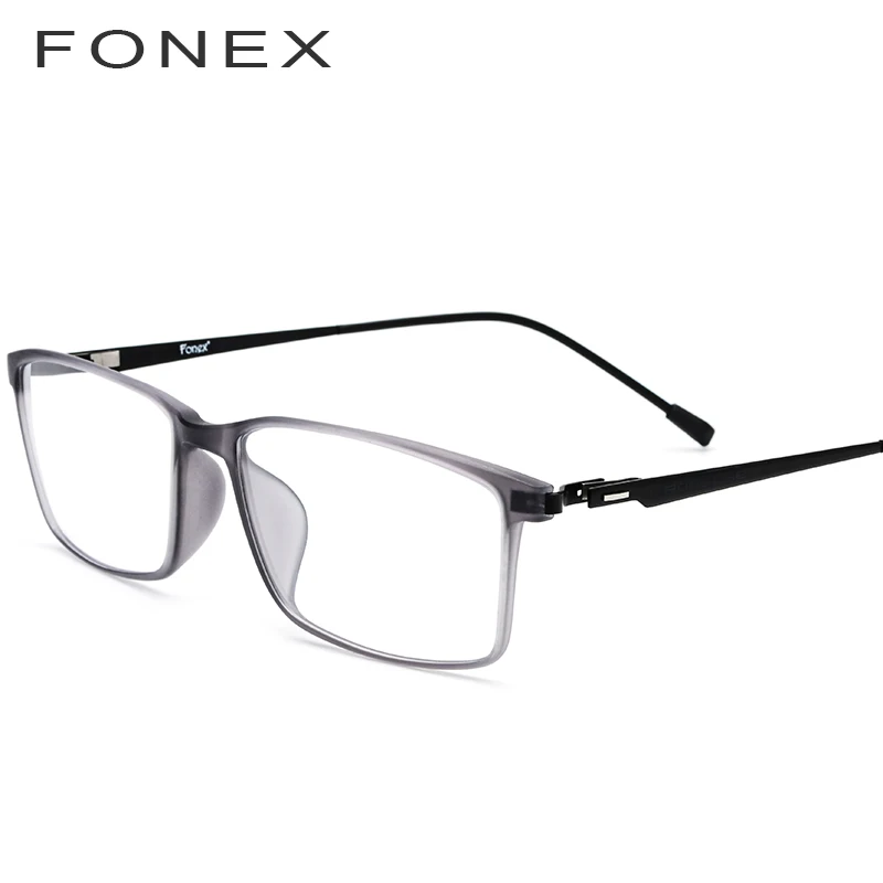 FONEX квадратные очки TR90, мужские очки для близорукости, оправа для очков по рецепту, Корейская оптическая оправа, очки без винтов 9855 - Цвет оправы: Серый