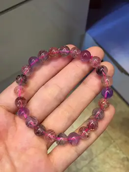 

Genuine Natural Super Seven 7 Melody Stone Purple Rutilated Quartz Bracelet Crystal Stretch 7.5mm Round Bead Fashion Women AAAAA
