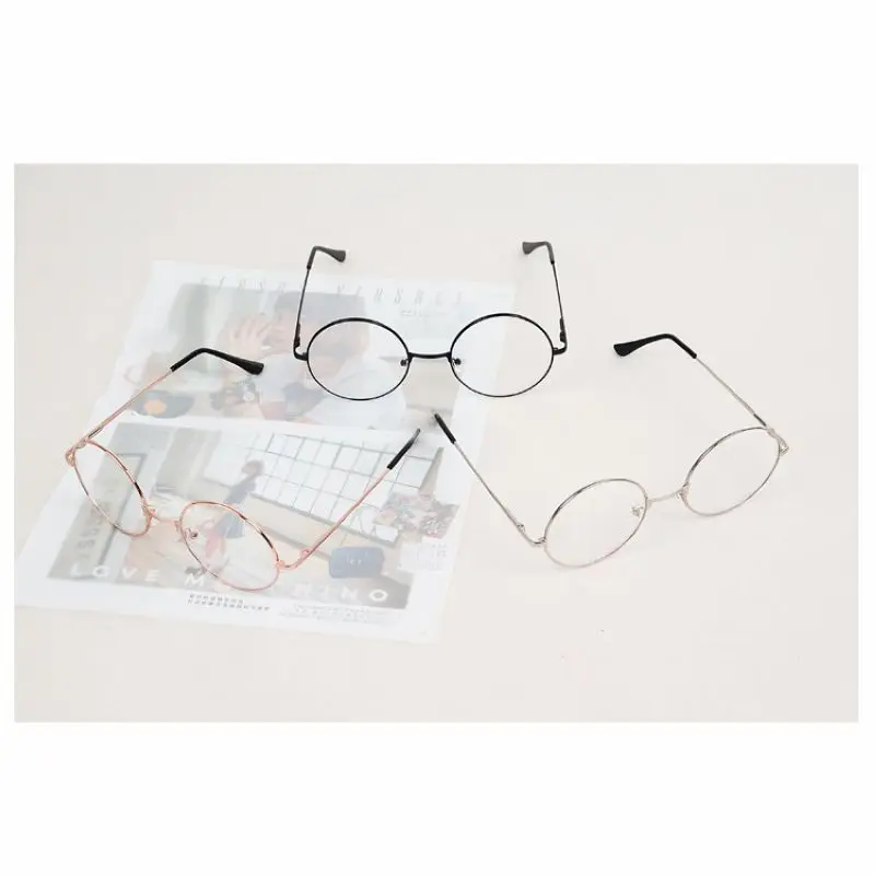 Mayitr 1pc Unisex Retro Large Round Glasses Oversized Metal Frame Eyeglasses Glasses Clear Lens 6 Colors