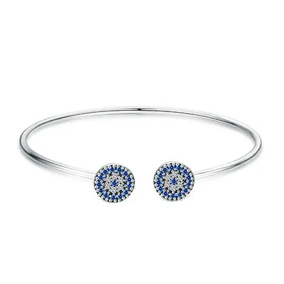 Pulseira, BISAER, 925 пробы, серебро, Лаки, голубой глаз, божьи глаза, женские теннисные браслеты, женские модные ювелирные изделия из стерлингового серебра ECB002 - Окраска металла: ECB058