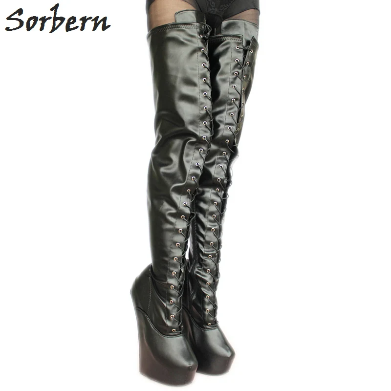 thigh length high heel boots