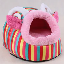 Высокое качество собаки кошки мода Красочная полоска дом для собаки осень зима теплые мягкие кроватки домики для щенков принадлежности для домашних животных диванчики для собак кровати