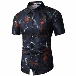 2018 летняя новая Гавайская Мужская рубашка с цветами с 3D принтом, модная повседневная мягкая удобная рубашка с короткими рукавами Camisa Masculina