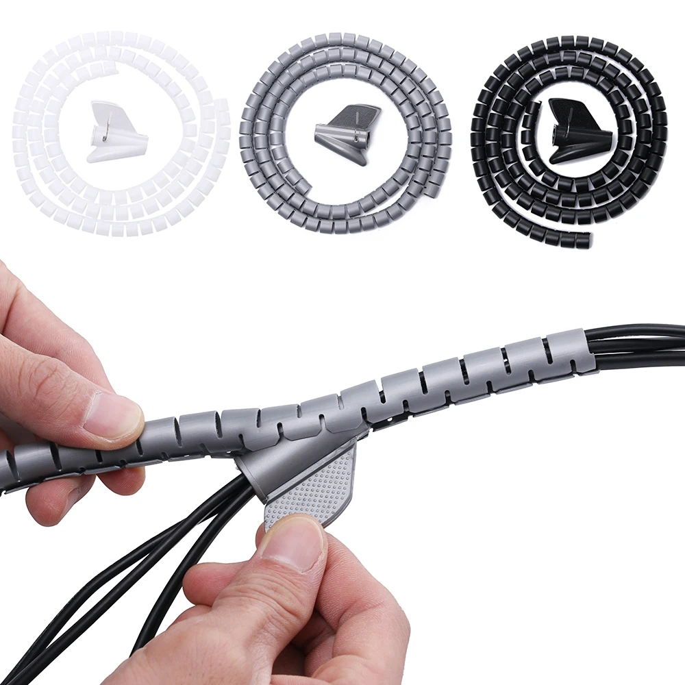 Organizador de Cable Tubo Flexible en Espiral Evuelto para Agrupar Cable Diámetro 10 mm/15 mm/20 mm/25 mm Negro 25 mm 