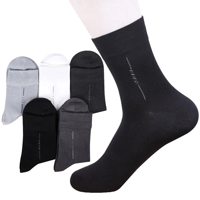 5 Pairs High Quality Casual Men's Business Socks For Men Cotton Brand Crew Autumn Winter Black
