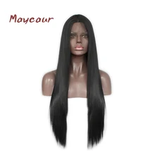 Long Straight Hair Synthetic Lace Front Wig Natural Hairline Black Straight Synthetic Wigs