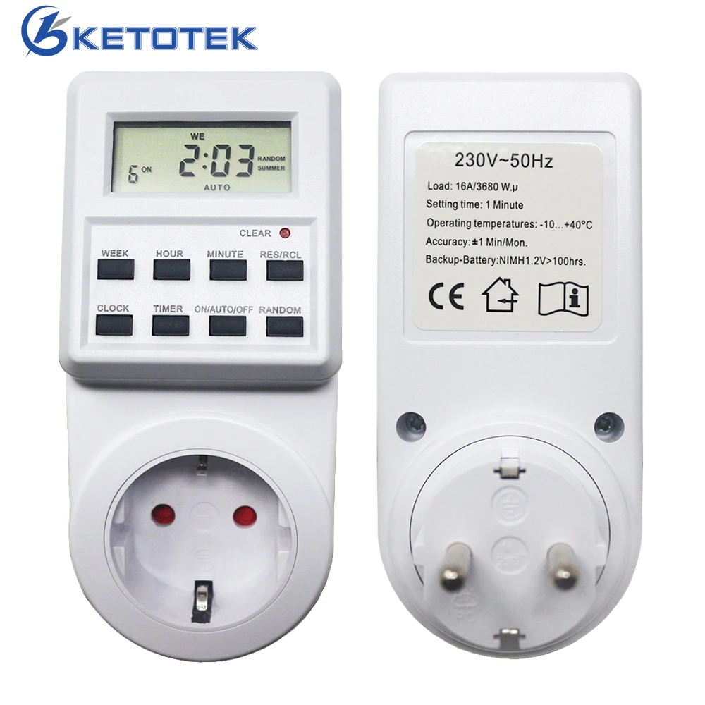 Eu Plugin Timer Switch 230v 16a Weekly Programmable Lcd Ac AliExpress