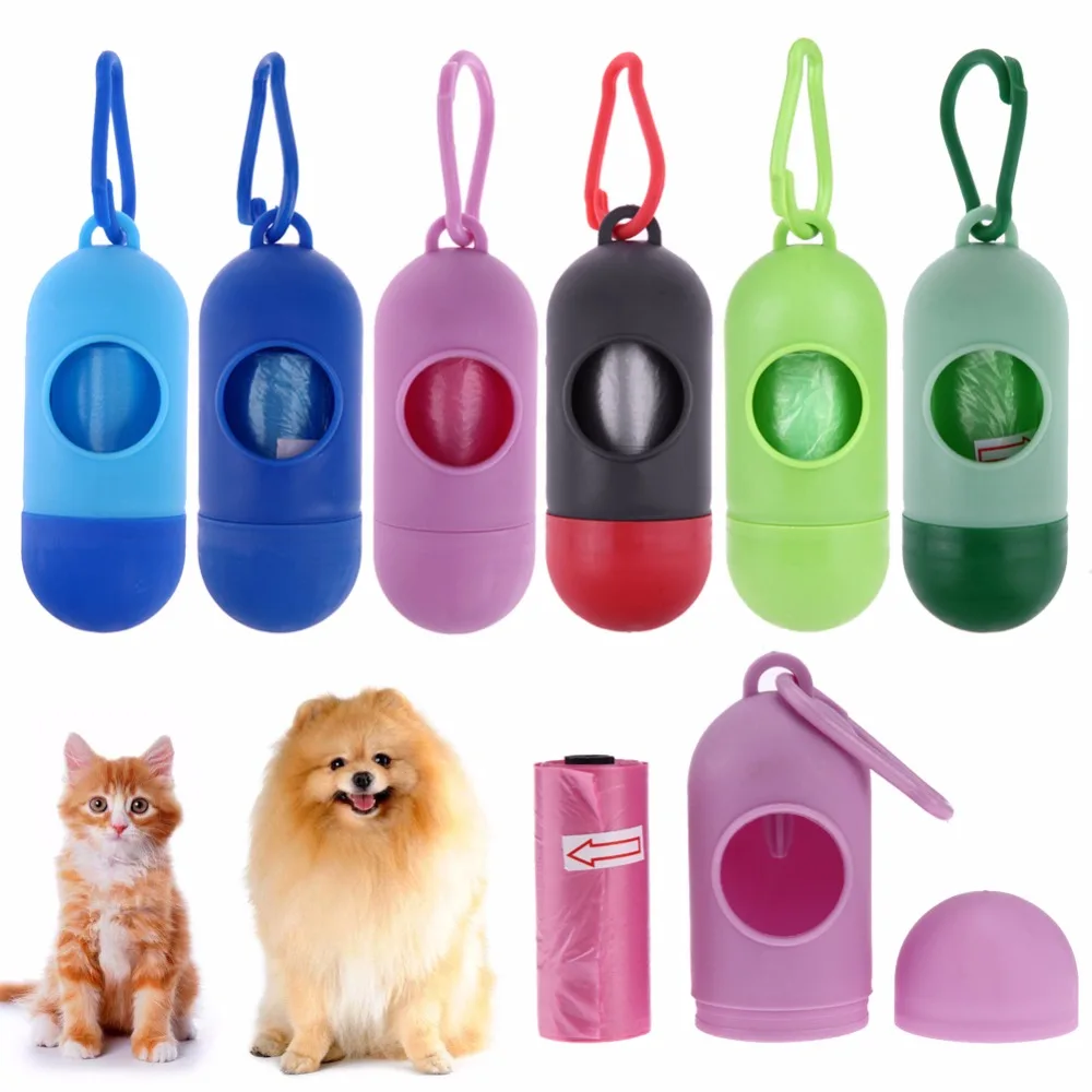 1set Pill Shape Pet Dog Poop Bag Dispenser Waste Garbage Bags Carrier