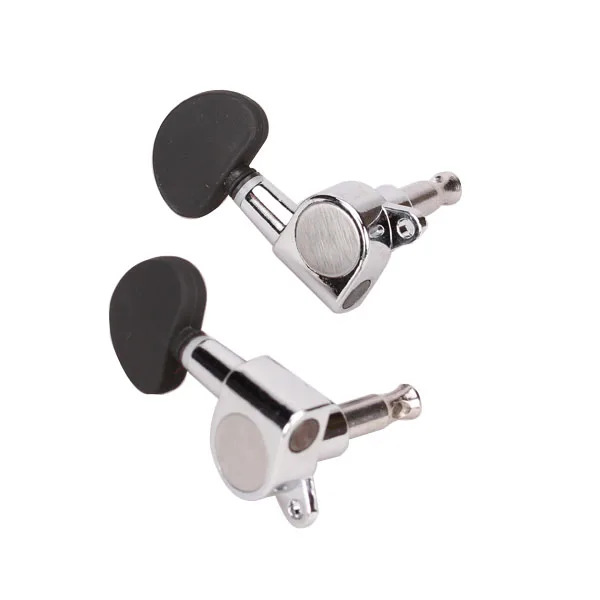 6PCS 3L3R Chrome Guitar String Machine Heads Tuning Pegs Keys Tuners with Black Buttons for Acoustic, Electric Guitars