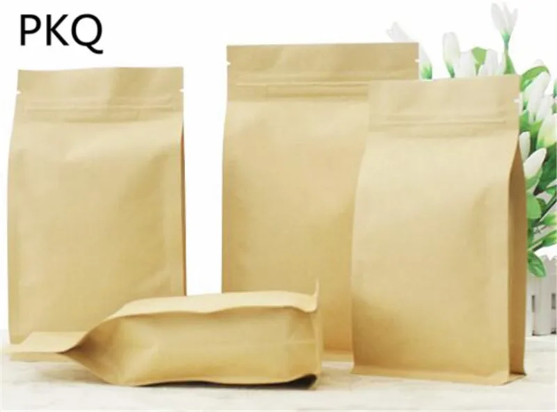 14x24 см стоьте вверх крафт-бумага алюминиевая фольга застежка-молния сумка коричневая сумка для хранения упаковки майларовая термопечать пищевая гайка на молнии упаковочная сумка