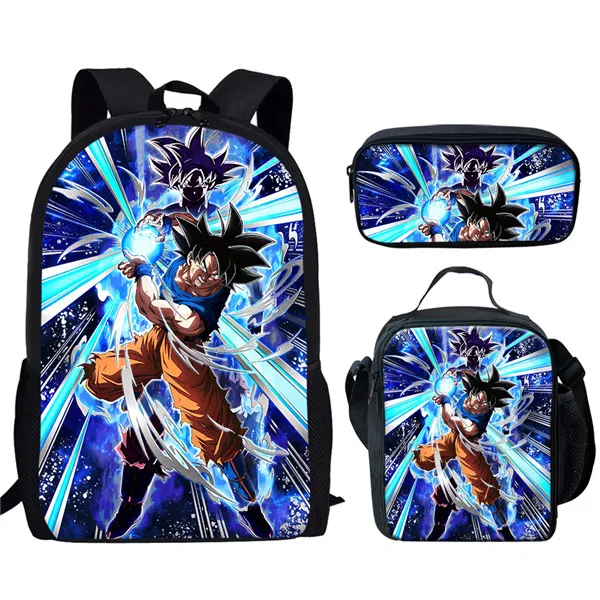 THIKIN Cool Dragon Ball Z Супер принт 3 шт. комплект студентов дети мальчики школьные сумки аниме DBZ ультра инстинкт Гоку Детские рюкзаки - Цвет: as picture