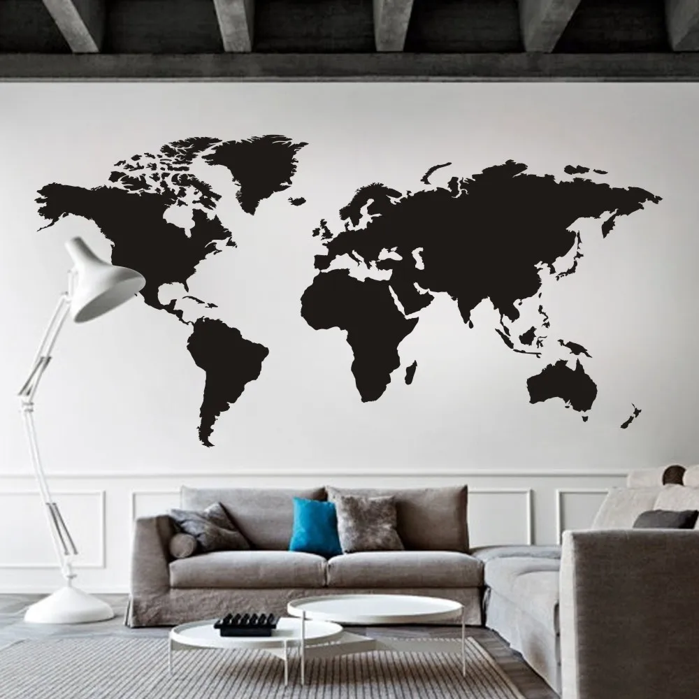 Atlas Wall Vinyl World Wall Decal Large World Map World Map Wall Sticker f37 