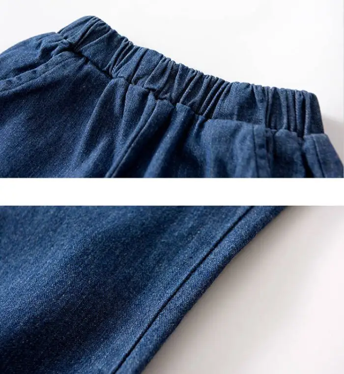 Новинка весны дети Хлопковые джинсы костюмы джинсы для девочек-подростков v-образные вырезы+ однотонные расклешенные брюки спортивные костюмы для маленьких девочек одежда 2 шт наборы T53