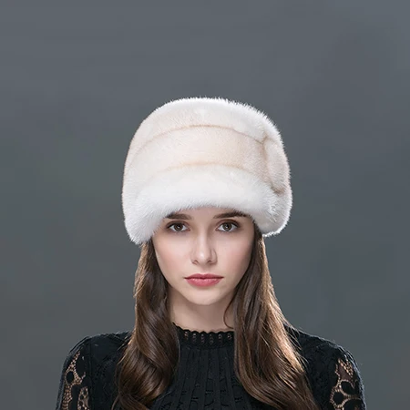 LTGFUR Новые шапки из цельного меха норки Брендовые женские шапки модные стильные высококачественные теплые шапки вязаные шапки для женщин - Цвет: color1
