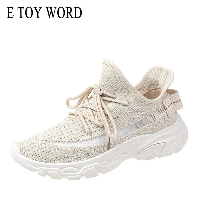 

E TOY WORD 2019 Spring Autumn Women Sneakers Fashion Elastic socks shoes flying woven students breathable white shoes women