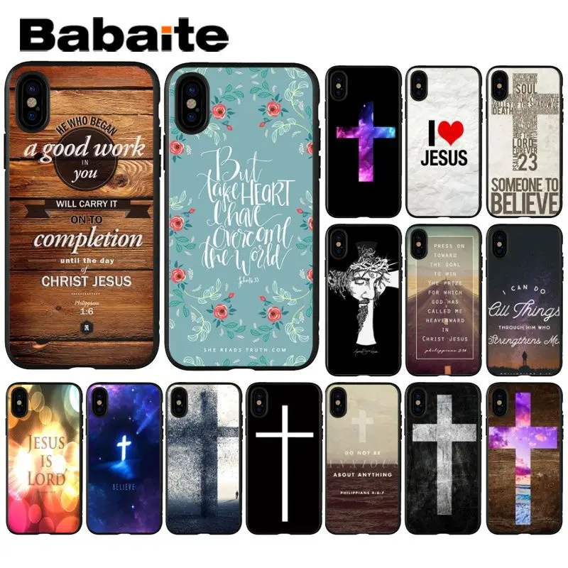 

Babaite Bible verse Philippians Jesus Christ Christian Phone Case for Apple iPhone 8 7 6 6S Plus X XS MAX 5 5S SE XR Cover