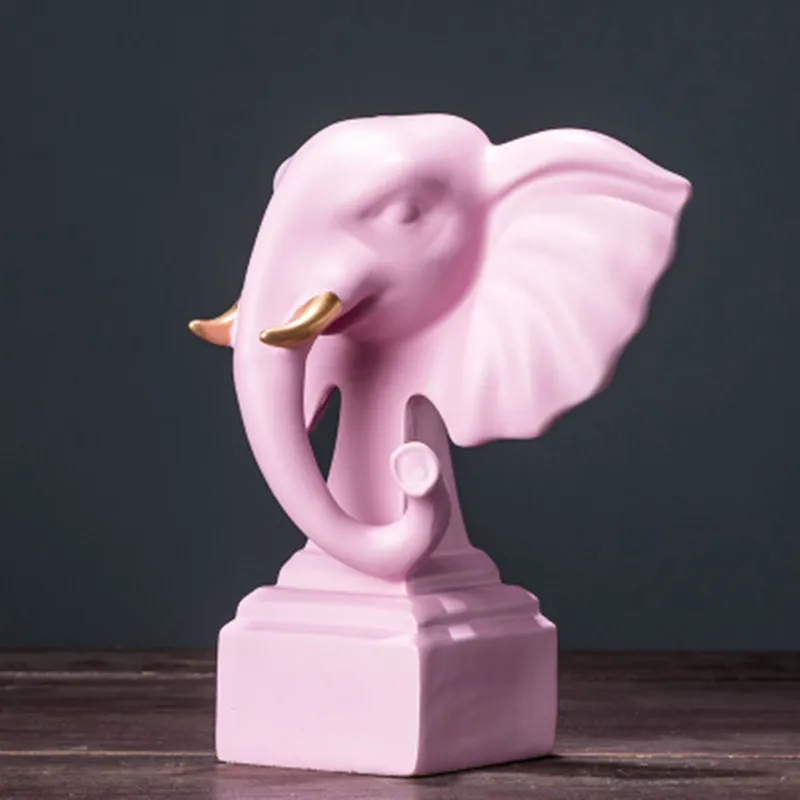  European Style Simulation Elephone Head Resin Statue Decoration Creative Living Room Bedroom Orname - 33004627665