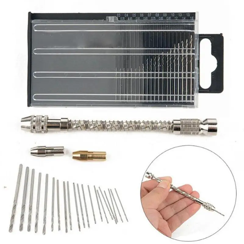 

20Pcs Mini drill bit High Speed Steel HSS Micro Twist Drill Bit Set 0.3mm-1.6mm Model Woodworking Tools Kit Set