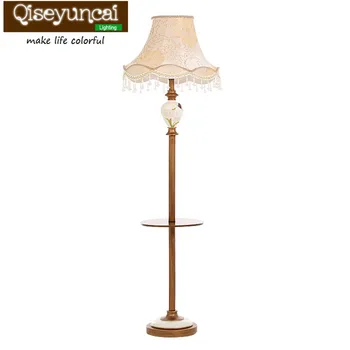 

Qiseyuncai European floor lamp creative living room coffee table tray vertical floor lamp study bedroom bedside table lamp