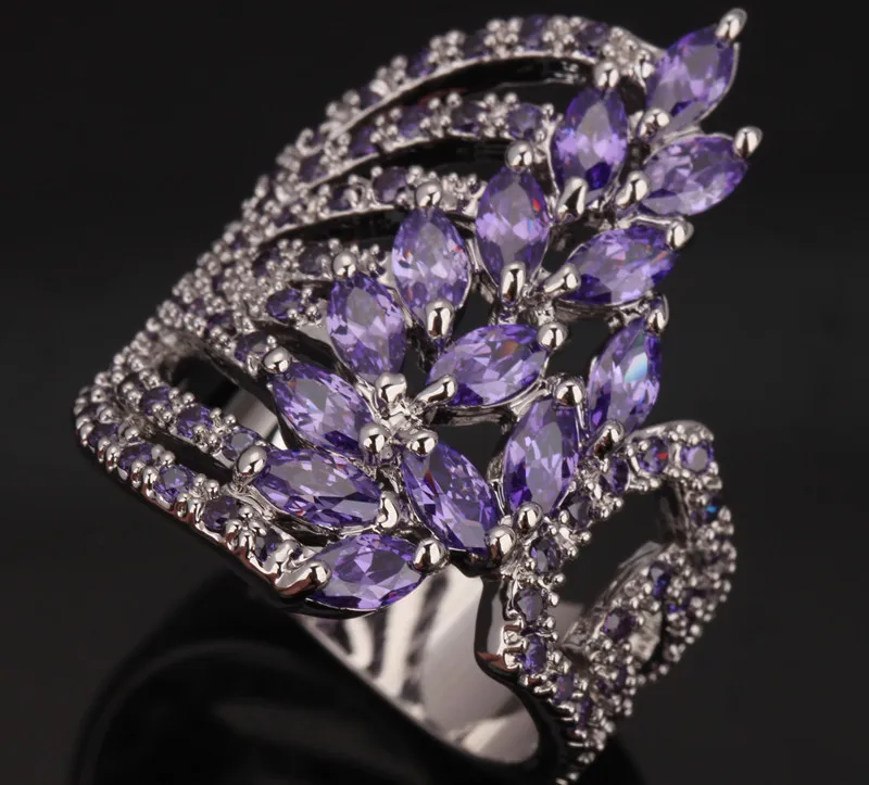 

Gallant Purple Zircon White Jewelry 925 Sterling Silver & Sale Size 5 6 / 7 / 8 / 9 10 Freeshipping S0284
