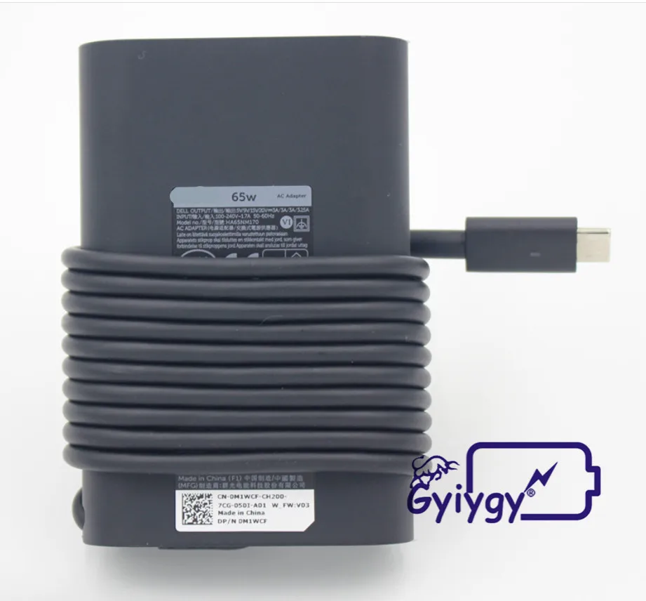 

65W USB-C Type-C 20V 3.25A AC Adapter For DELL HA65NM170 LA65NM170 Charger XPS 12 (9250) Venue 10 Pro (5056) 9365