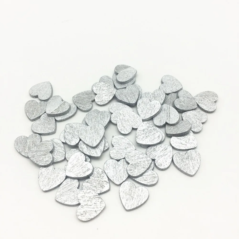 100 шт. 11x12 мм Серебряные Золотые Бронзовые деревянные сердечки конфетти поделки