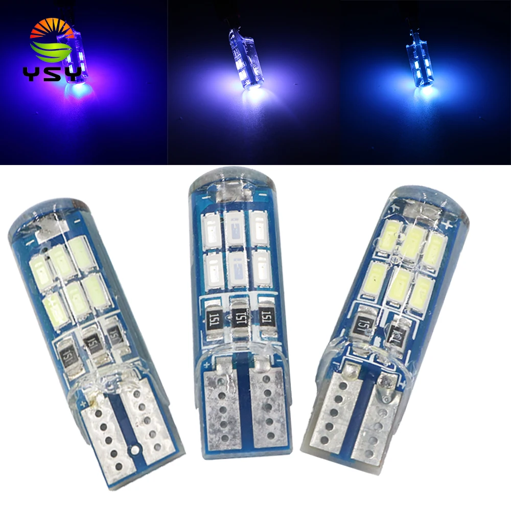 YSY 100 шт. Автомобильный светодиодный T10 W5W 194 168 15SMD 4014 синий силиконовый светильник