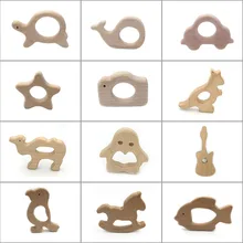 Cartoon anime wooden Teether Silicone Round Beads Food Grade Silicone Wooden Shape Baby Nursing baby toys