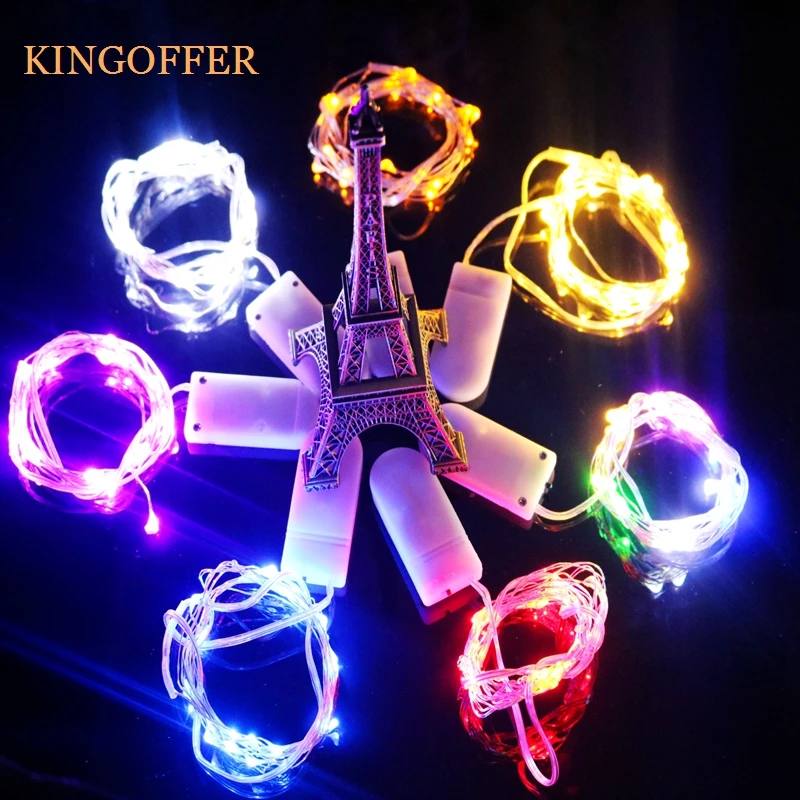 

10pcs/lot Copper Silver Wire Fairy Lights 2M 20 Leds CR2032 Button Battery Operated LED String Light Xmas Wedding KTV Decoration