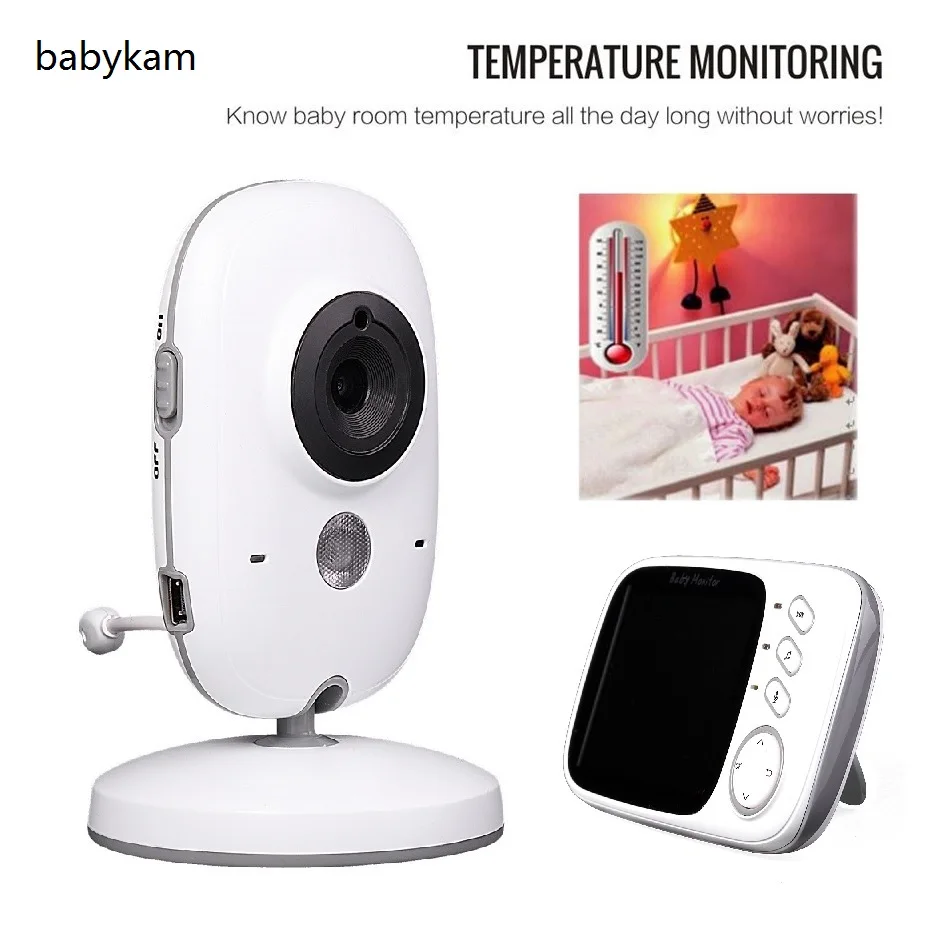 Achat Babykam vidéo nounou bébé moniteurs 3.2 pouce LCD IR Nuit vision bébé interphone Berceuses Température moniteur fœtal doppler nounou