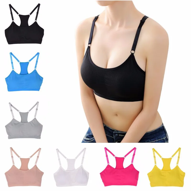 New Women Seamless Racerback Bra Padded Stretch Workout Top Tank Solid Color