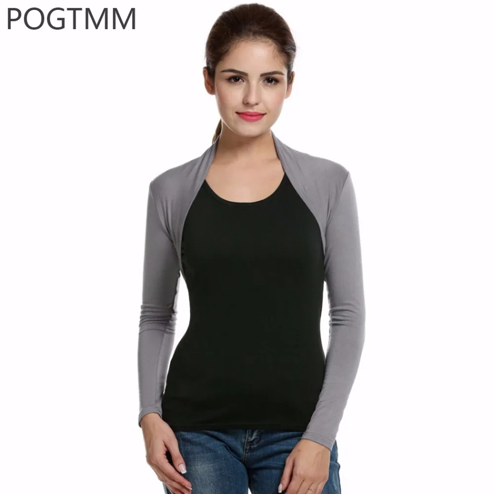 Female Brand Short Shrug Women Fashion 2017 Long Sleeve Stretchy Fabric Open Stitch Bolero Cropped Top Cardigan Femme Black L25