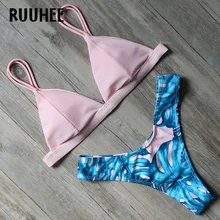 RUUHEE Newest Bikini Swimwear Women Swimsuit Bathing Suit Bikini Set 2017 Thong Bottom Vintage Print Female Beachwear With Pad