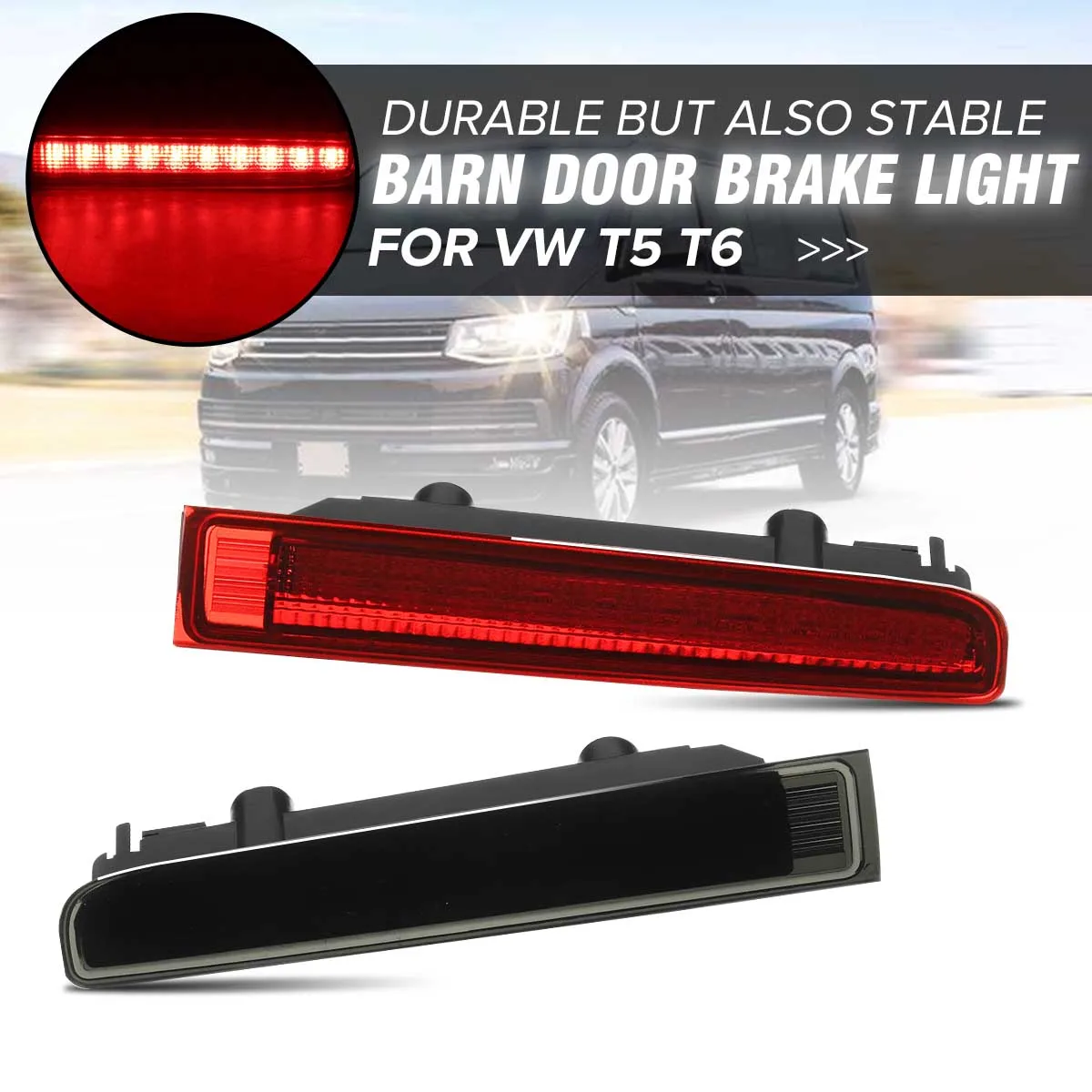 

2pcs LED Rear Bumper Reflector Car Third Brake Light Barn Door High Mount Tail Stop Third Level Light Lampfor VW T5 T6 2003-2016