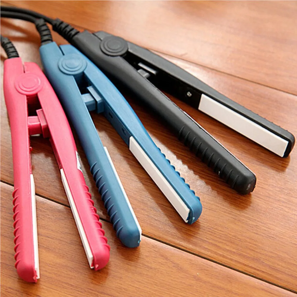 New Mini Hair Straightener Iron Pink Ceramic Straightening Corrugate