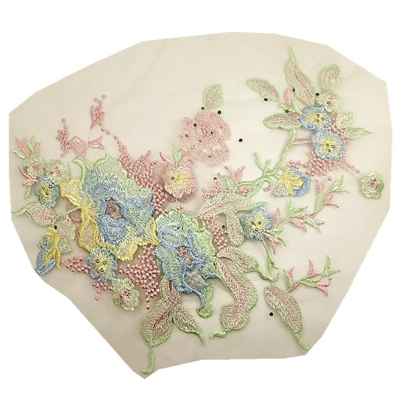 Embroidered Flower Patch Embroidery Beaded Applique Lace Patches For Clothing Wedding (21)