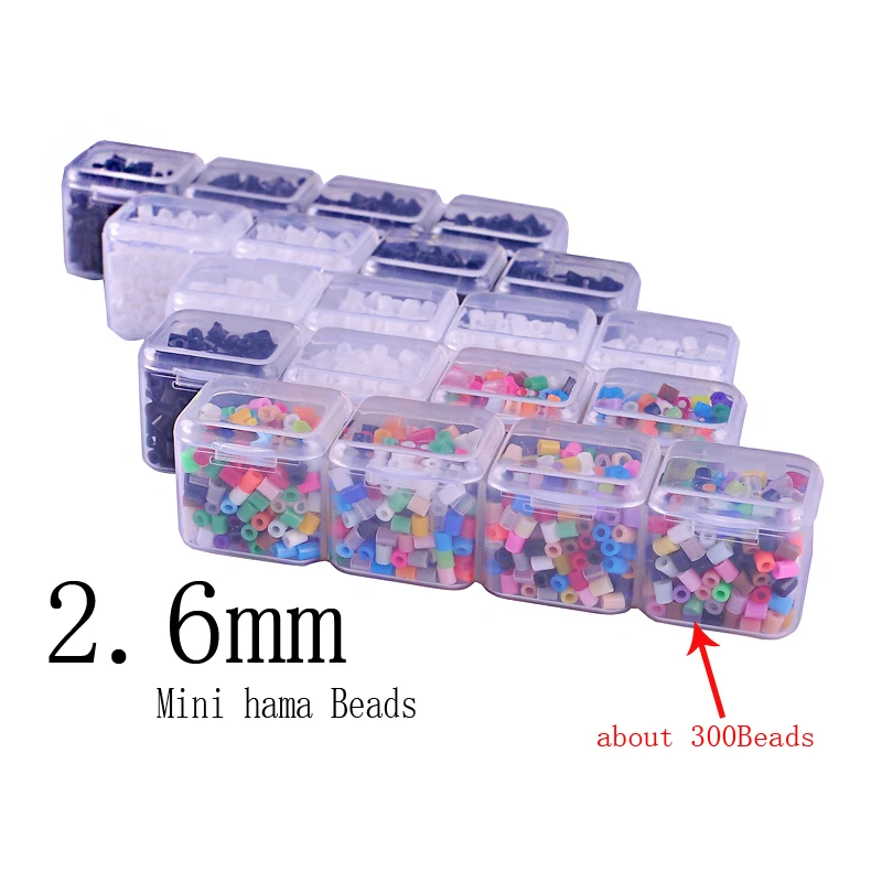 

1200 Beads 2.6mm Mini Hama Beads 4 Grids Box 5 Style Available Box Set Fuse/Perler/Hama DIY Educational Toys High Grade