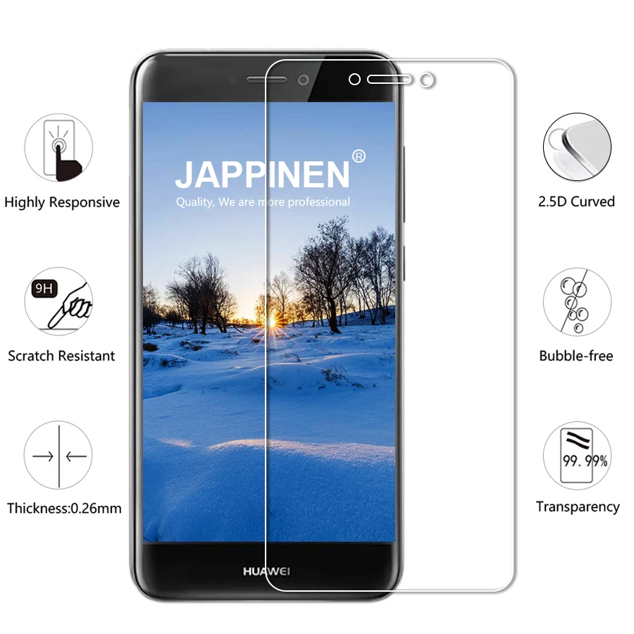 Японское 2 шт./лот закаленное стекло для huawei P8 P9 Lite 2017 защита экрана 9H 2.5D
