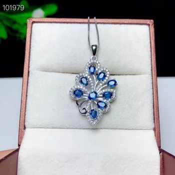 

Sapphire necklace pendant Free shipping Natural real sapphire 925 sterling silver Pendant