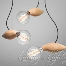 EDISON родной дерева ручной работы птица E27 луковицы деревянный барная люстра висит светодиодный подвесные светильники освещения держатель для ламп разъем