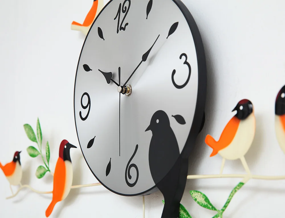 Настенные часы с птицей кварцевые часы Современный дизайн птицы уникальный подарок крафт times saat horloge murale reloj de pared zegar klock wanduhr