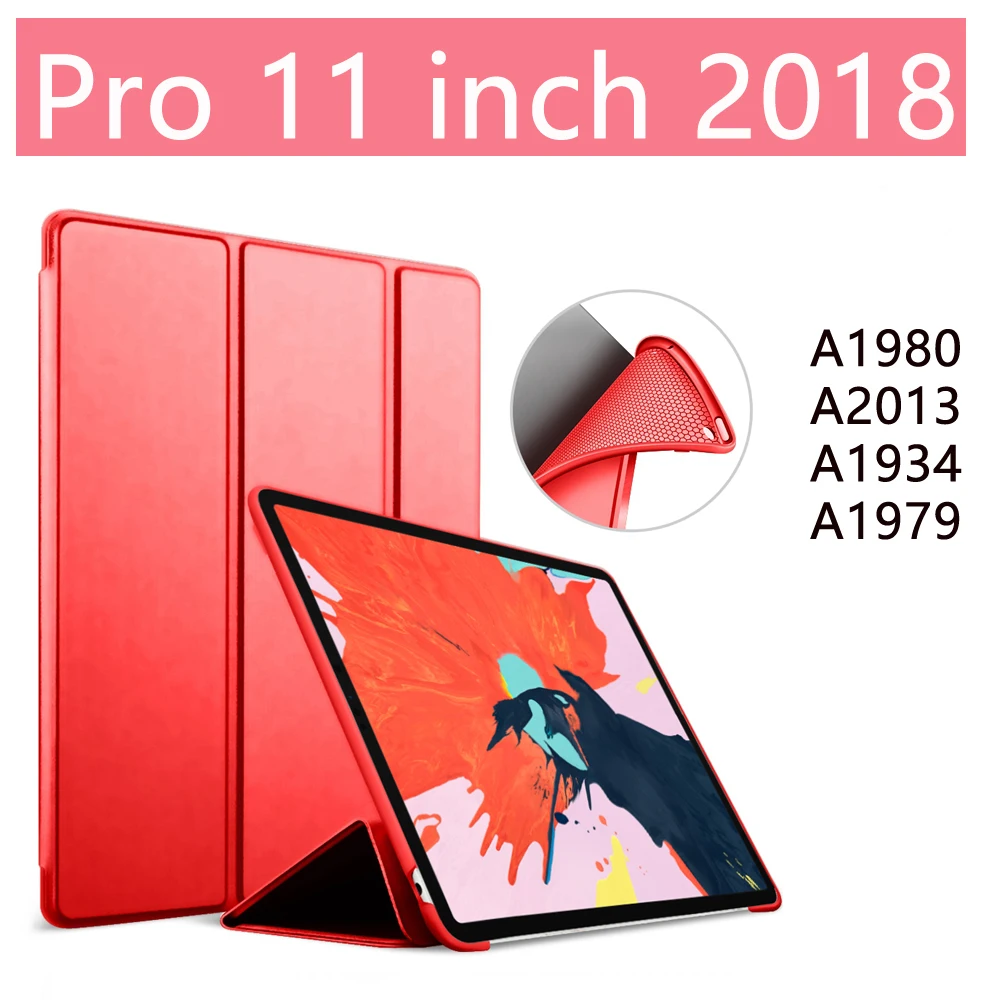 Для iPad чехол 6th Gen для iPad Pro 11 силиконовый мягкий чехол из искусственной кожи Smart Cover Funda для iPad 6го поколения чехол 9,7 - Цвет: Red 11 inch