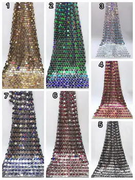 

African Lace Fabric 2019 Embroidered Nigerian Lace Fabric Bridal Multicolor Sequin French Tulle Lace Fabric For Wedding Party