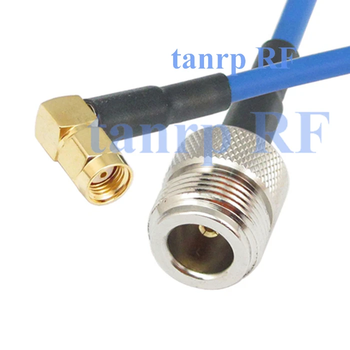 

15CM Semi Flexible blue jacket jumper cable RG402 6inch N female jack to RP-SMA male plug right angle RF adapter connector
