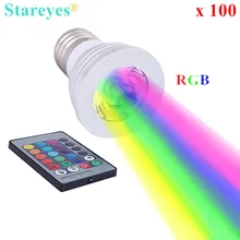 100 шт 3 Вт E27 GU10 E14 RGB светодиодный светильник с дистанционным управлением 16 цветов RGB Светодиодный светильник Точечный светильник светодиодный светильник