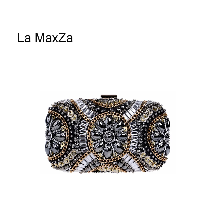 

La MaxZa Women Pearl Embroidery Evening Clutch Bag Best Seller Fruitless Clutch Bag Luxurious Party Womens Purses Bag