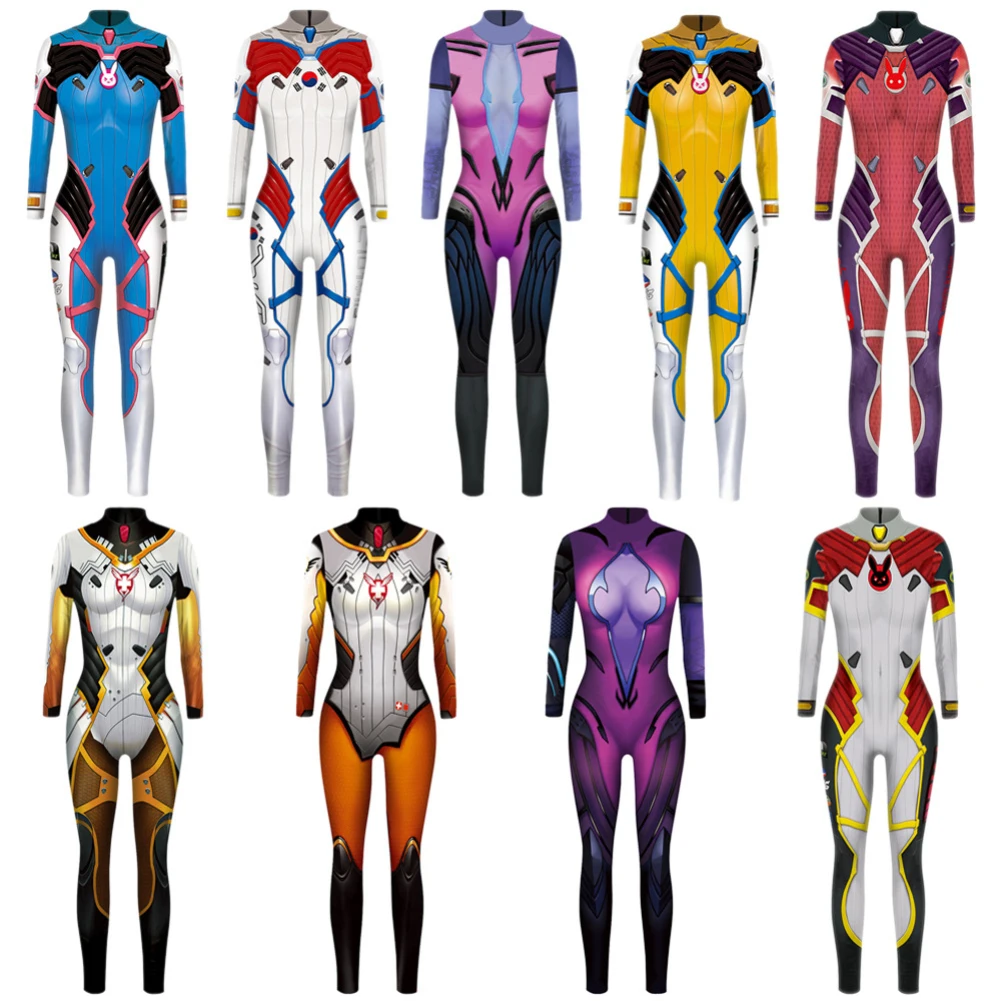 Женские костюмы на Хэллоуин большие размеры накидки косплей D Va Dva D.va Zentai