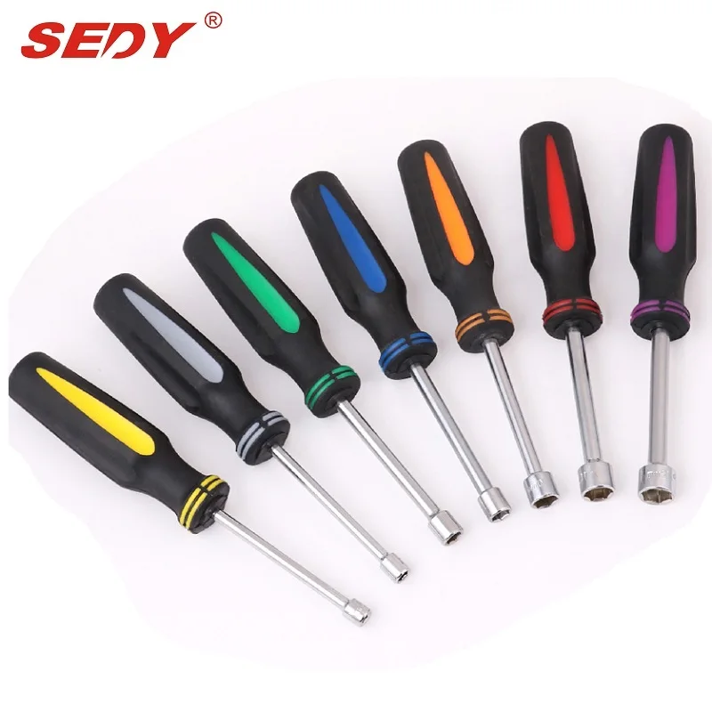 US $24.79 2020sedy 7pcs Inch HollowShaft Nut Driver Set Hex Bit Socket Nut Key Wrench Screwdriver Car Bike Repair Nutdriver Hand Tool Set