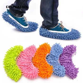 

[COSPLACOOL]Multifunctional chenille fibre washable dust mop slippers socks cleaning shoes women's fashion shoes meias