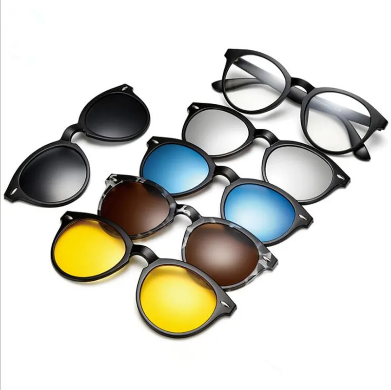

KDDOU classic men glasses cat eye glasses frame retro 1 + 5 pieces of magnetic sunglasses ladies fashion polarized sunglass